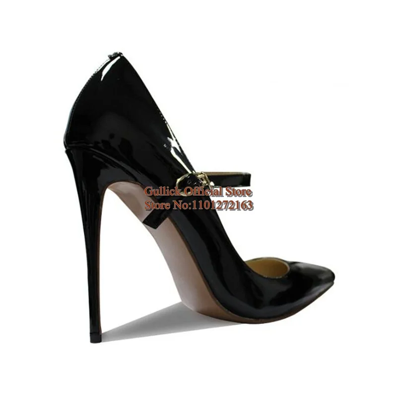 White PU Female High Heel Pumps Buckle Strap Pointed Toe 12cm Stiletto High Heels Spring Autumn Lady Office Formal Shoes