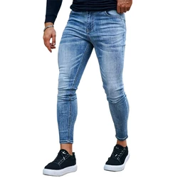 Pantalones vaqueros cepillados ajustados para hombre, pantalones vaqueros clásicos de diseño, informales, diarios, para oficina y fiestas