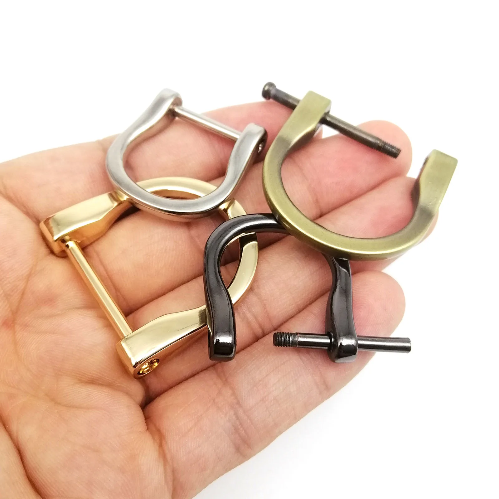 5X Metal Detachable Open Removable Shackle Rod Screw Leather Shoulder Hand Bag Strap Belt Web Dee D Ring Buckle Clasp Repair DIY