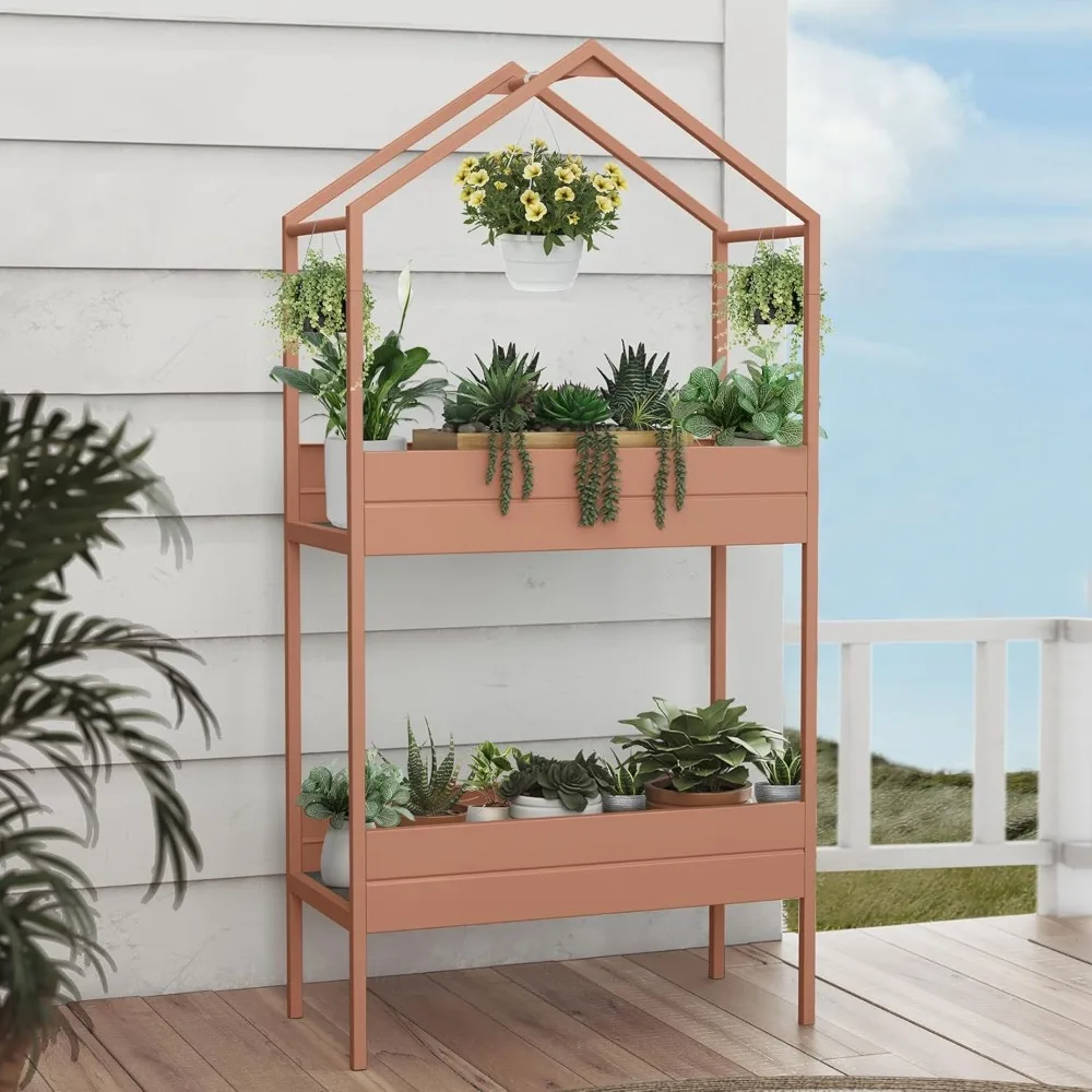 

Plants Stand Indoor and Outdoor, Metal Plant Shelf,Plant Stand for Indoor Plants Holder, House-shaped Plant Rack for Living Room