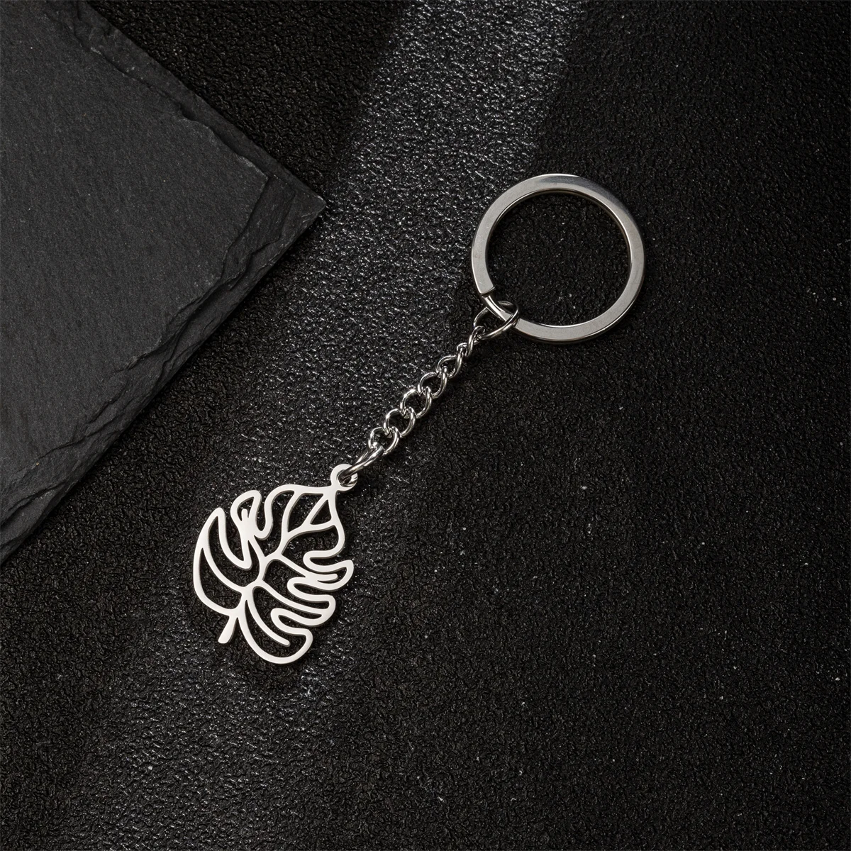 Diy Handmade Stainless Steel Keychain Car Keyholder For Women Luxury Leaf And Flower Bag Charm Keyring Clip Key Chain Jewelry image 5