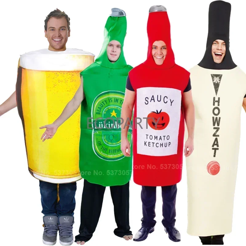 Disfraz de Halloween, cerveza, Ketchup, disfraz de Cosplay para mujeres y hombres, fiesta de carnaval, comida, vida como divertido, puesta en escena de murciélago Sfotball
