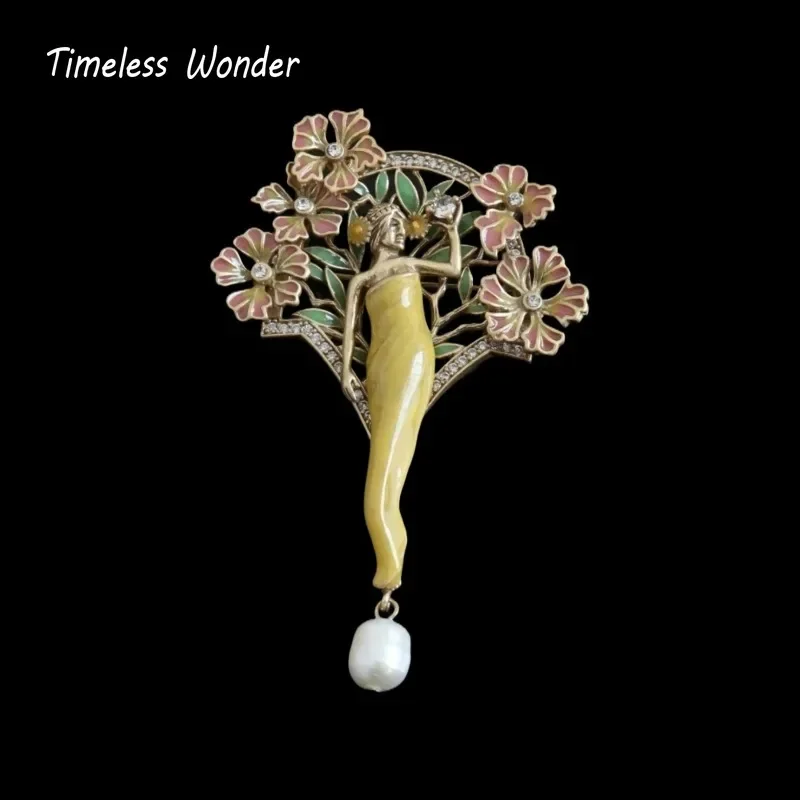 

Timeless Wonder Fancy Enamel Floral Fairy Brooch Pins for Women Designer Jewelry Runway Top Trendy Cute Rare Sweet Mix 3523