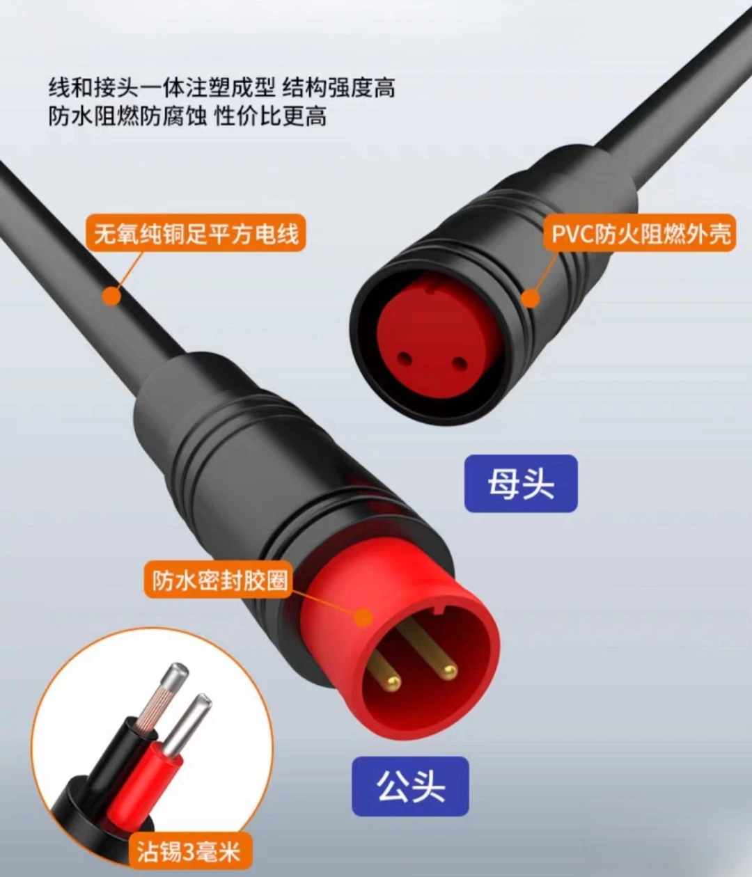 1 Paar 2-6 Pin M6 Elektrofahrrad-Verbindungsstecker, Verdrahtungsleitung, Roller-Bremskabel-Stecker, Signalverbindungssensor-Kabel 20CM – Detail 4