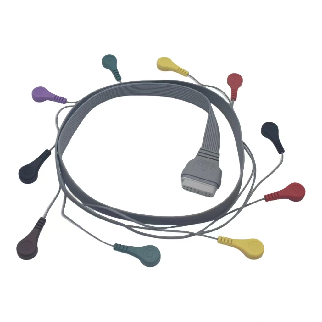Medical cable,SE-1515 compatibele 2.2m Snap-On 10-Lead Dynamic ECG Cable