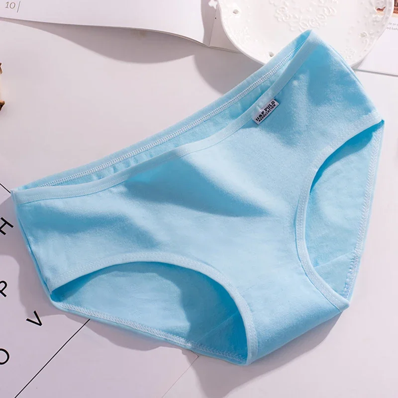 5Pcs Girl 100% Cotton Underwear Solid Color Lingerie Sexy Women Panties Underwear M String Simple Womens Underwear Girl Briefs