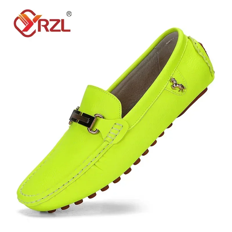 Yrzl mocassins masculinos feitos à mão sapatos de couro casual condução apartamentos deslizamento-em sapatos de luxo confortáveis mocassins para homem plus size 37-48