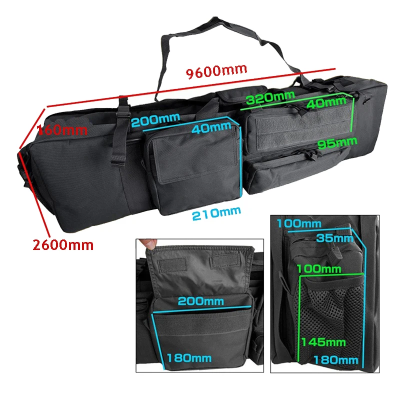 Nylon Tactical Hunting Backpack, Dual Rifle Square Carry Bag com alça de ombro, Airsoft Gun Bag, Caso de proteção de tiro, 1000D