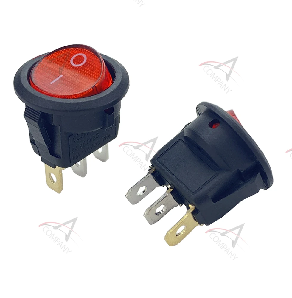 Rodada LED Rocker Light Switch, luzes do botão de energia, ligado e desligado, 3Pin, 12V, 20A, 1Pc
