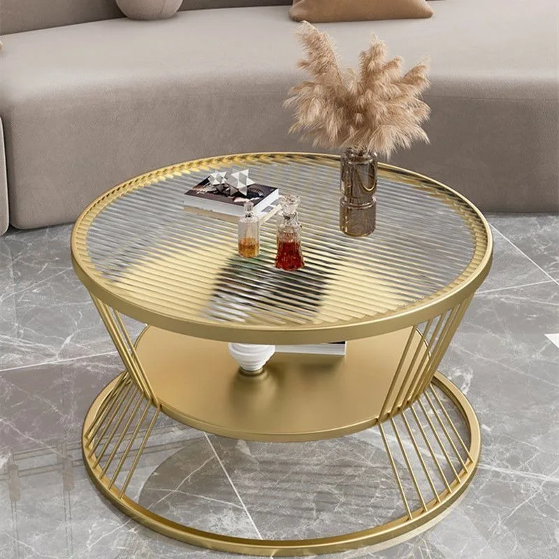 For Tempered Glass Coffee Table, Round Household Table in Living Room Diameter 80cm Height 45cm