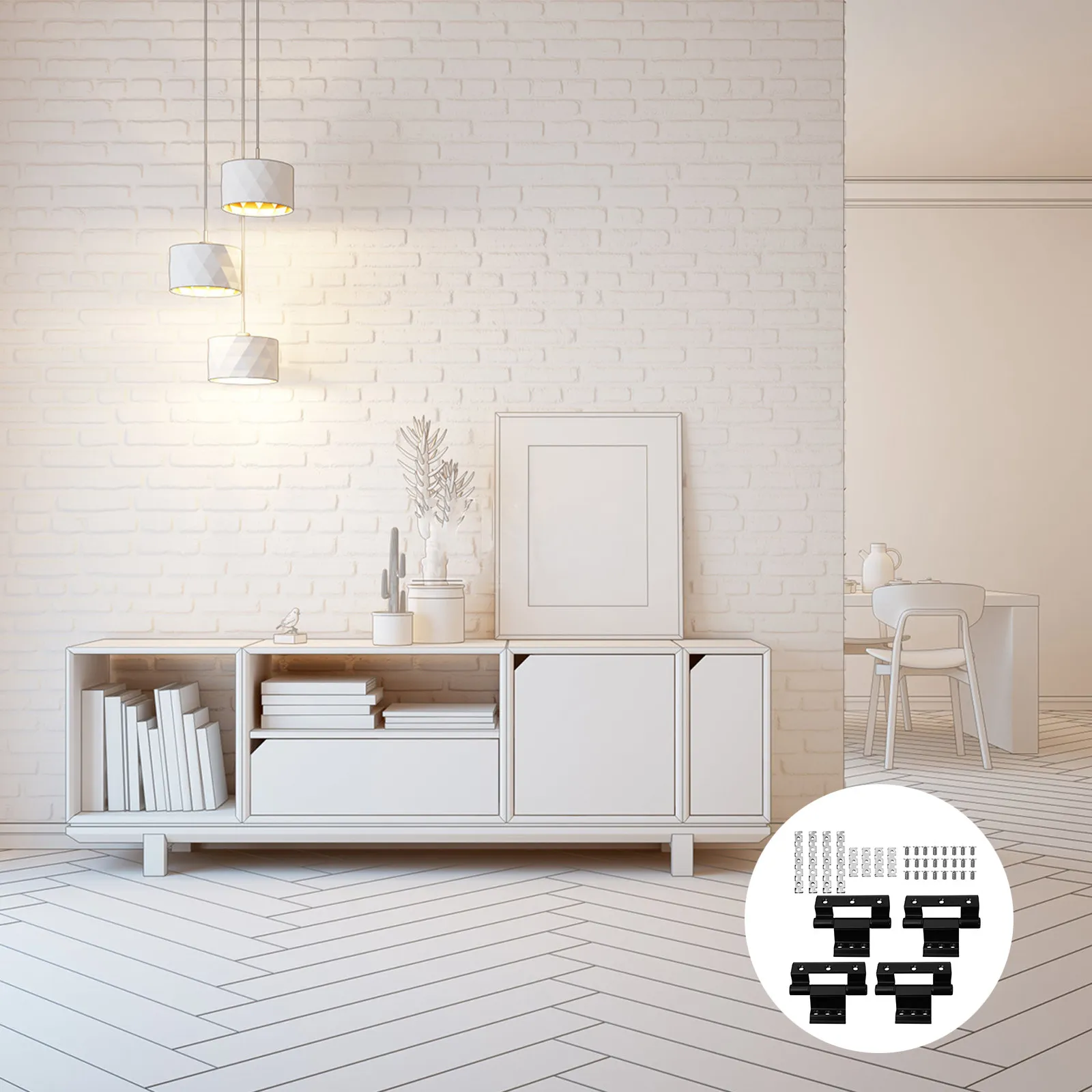 

Комплект из 4 высокопрочных алюминиевых петель для окон, дверей, шкафов и тумб, с функцией разрывного моста, для плавной работы