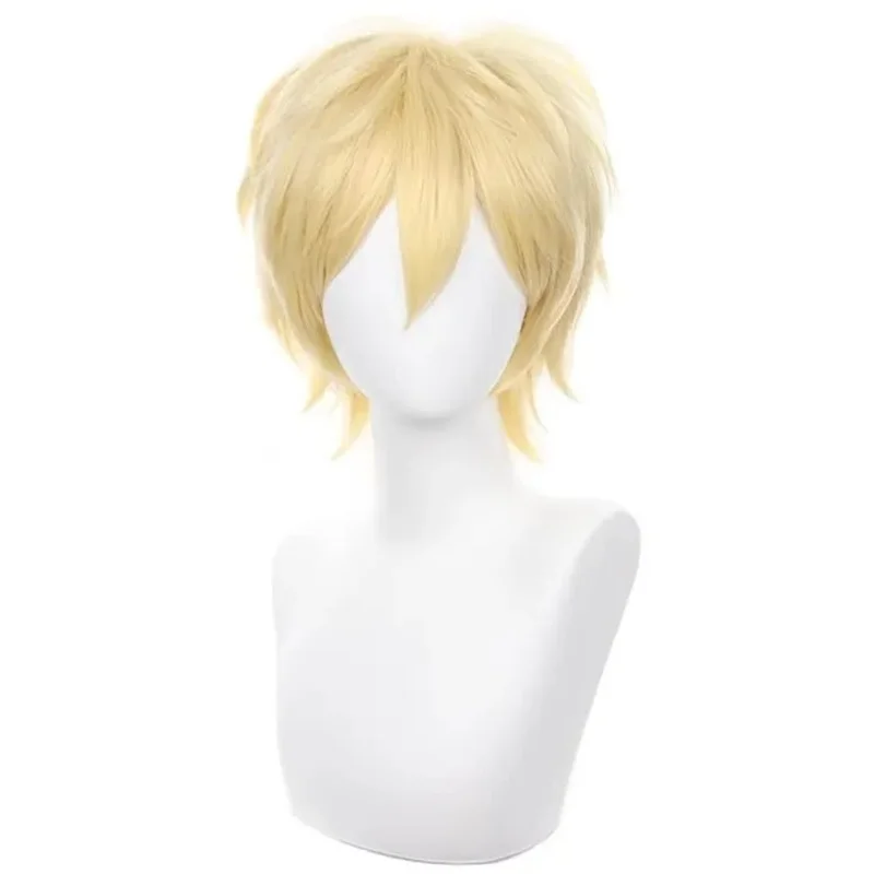 2025 12 شعر مستعار كوسبلاي للهالوين أنيمي مضاد للتجعيد للرجال أصفر فاتح شعر قصير عبر الحدود #6