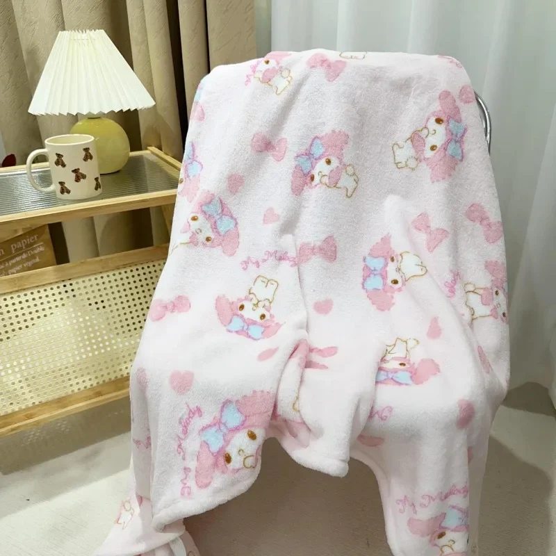 Sanrio My Melody Small Blanket Anime Kawaii Cinnamoroll Printed Accessories Leisure Car Warm Blanket Cartoon Office Nap Shawl