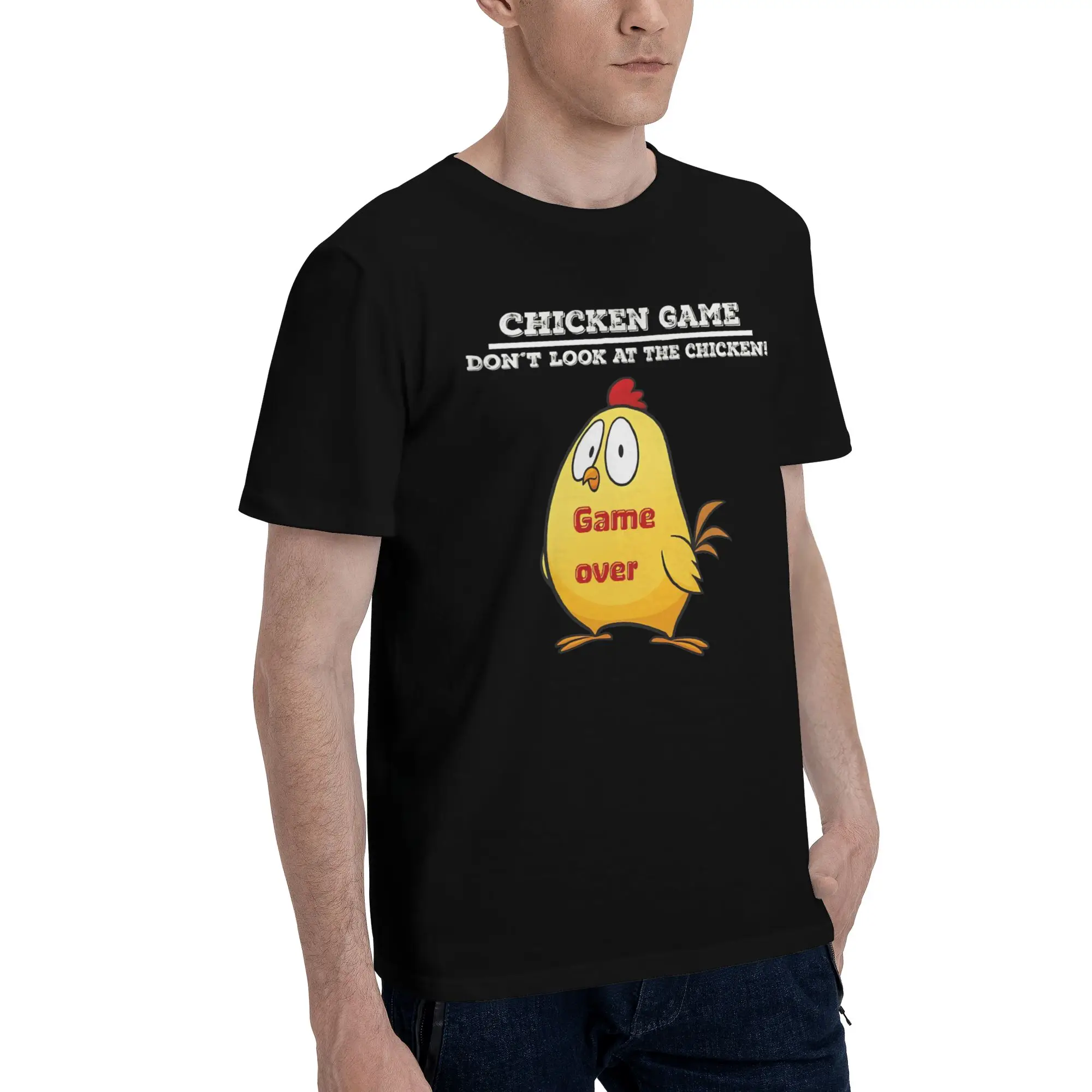 Chicken Game Dont Look At The Chicken Graphic Print T Shirt Men Women  Cotton  Tee Shirt Clothes