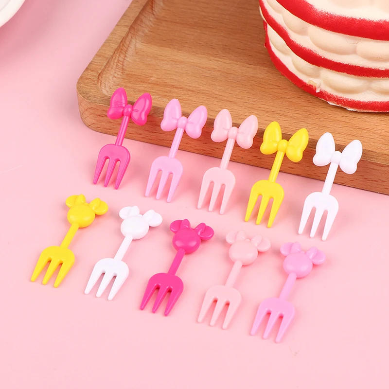 10Pcs Children Fruit Forks Dessert Toothpicks Reusable Lunch Buffet Picks Stick for Household Kindergarten