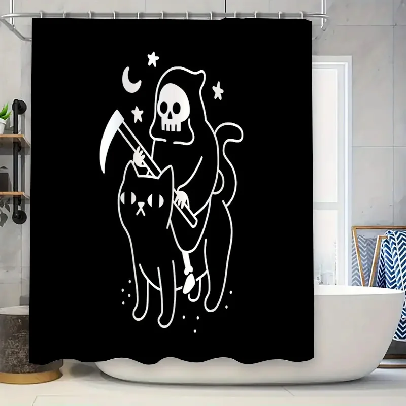 

Spooky Grim Reaper Shower Curtain Gothic Halloween Decor Horror Tapestry Bathroom Set Vintage Skull Art Home Decor