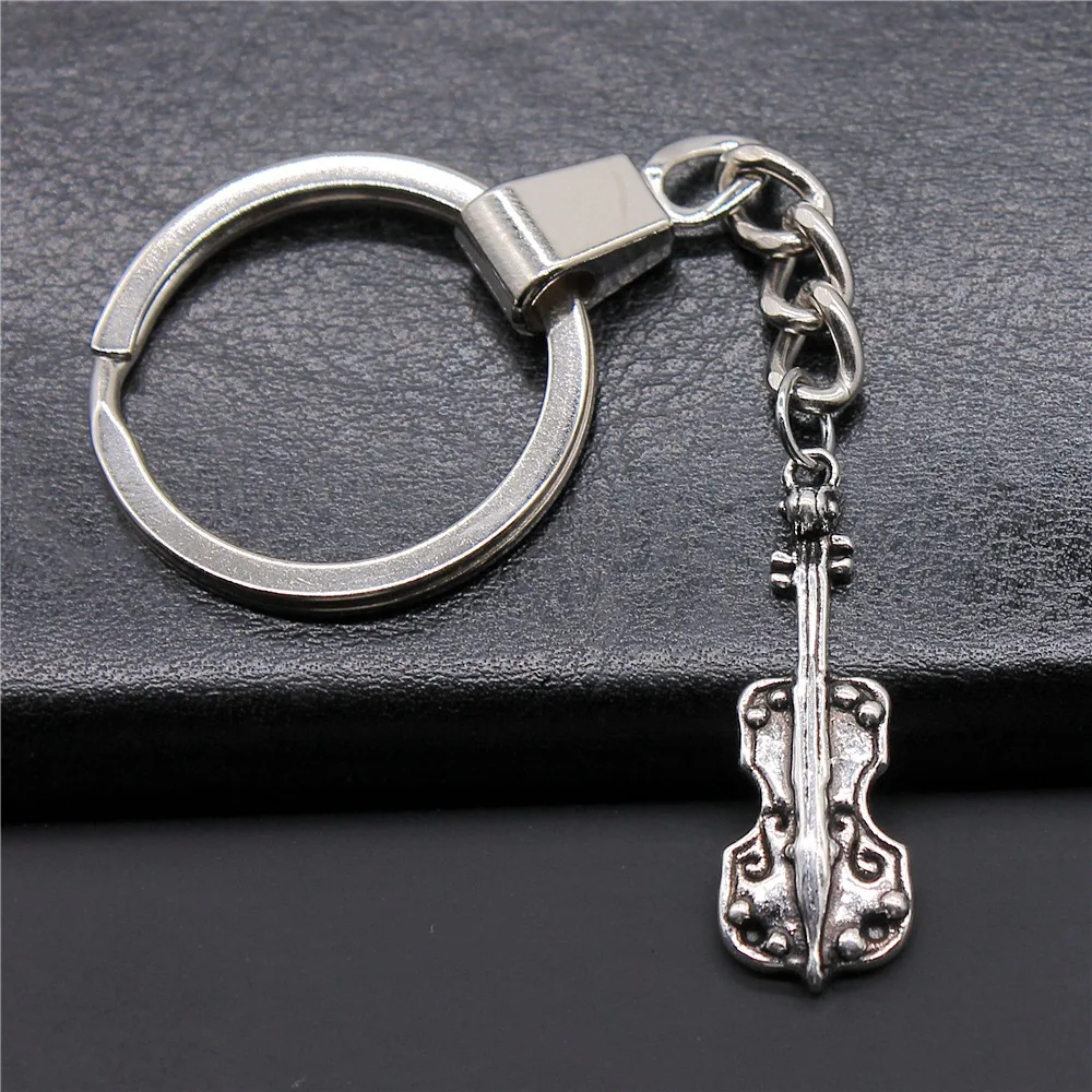 Souvenirs Gift Men Keychain 2 Colors 32x11mm Cello Pendant Keyring DIY Metal Holder Chain