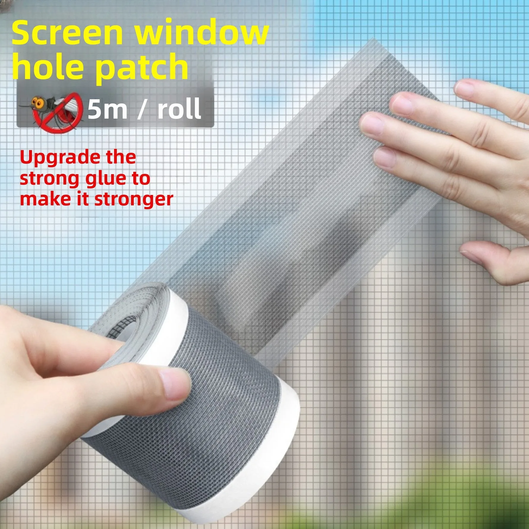 Screen Repair Patch Self-Adhesive Tape for Mosquito Prevention Window Mesh Hole Patch Large Size Insect Screen Patch