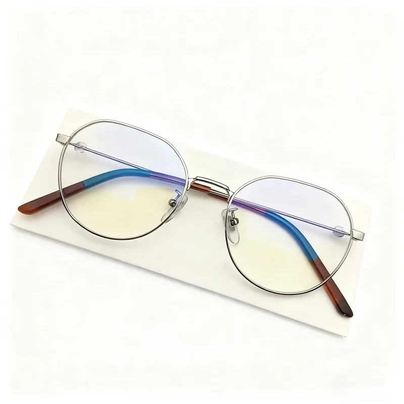 إطار نظارات أنيق للشباب بدون عدسة من الراتنج بدون حافظة 51-19-140 نظارات بحافة معدنية خفيفة الوزن لوصفات طبية #6