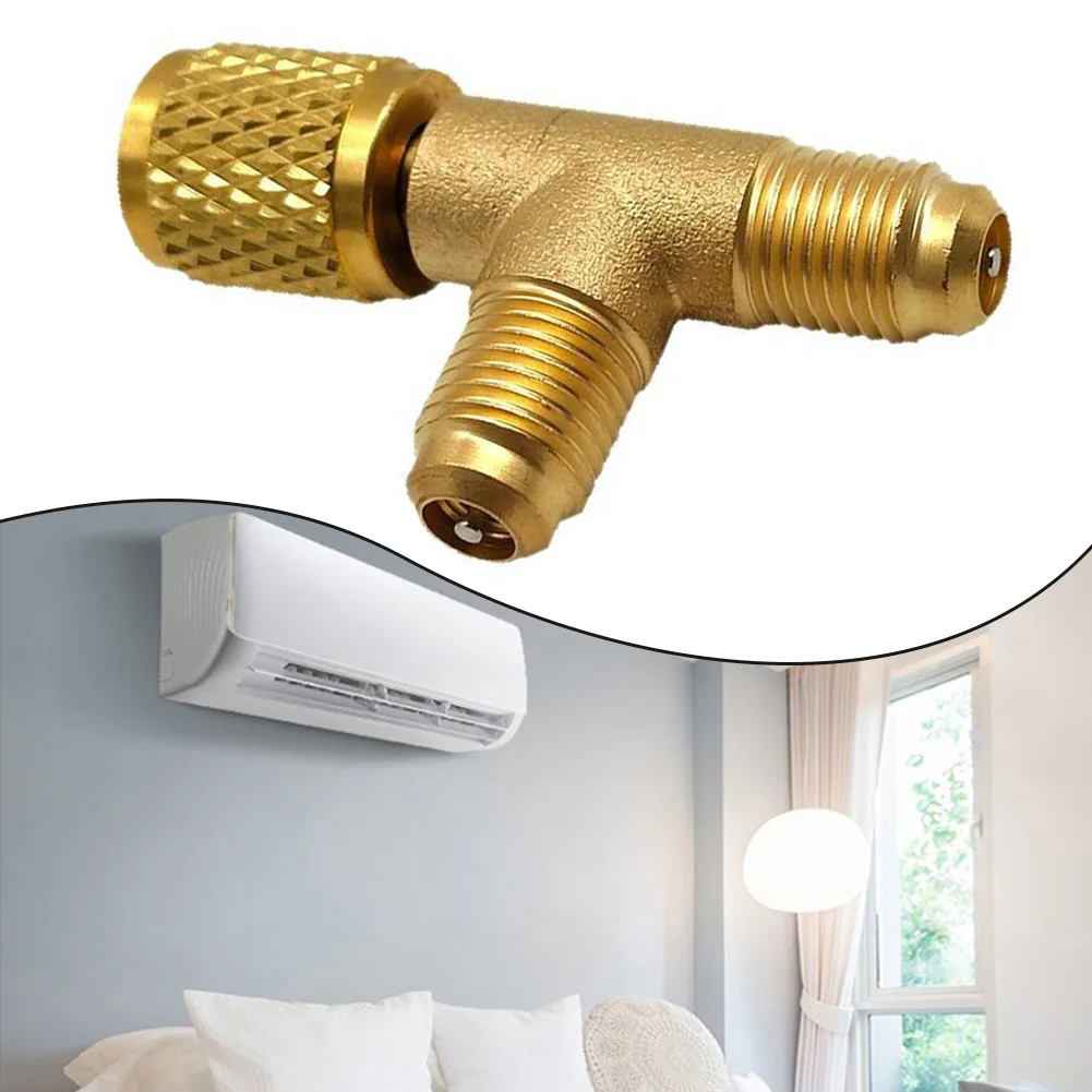 

1pc Coolant Conversion Head 1/4inch Three-way Adapter For Coolant Vacuum Pump Connection Brass R22 R134 Joints Power Tools Parts