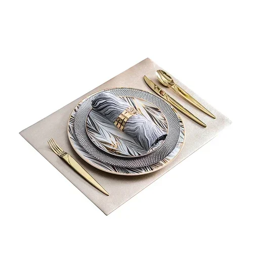 

Wedding Nordic Ceramic Plate Parties Luxury Gold Serving Kitchen Dinner Sets Restaurants Flat Cuisine Dinnerware