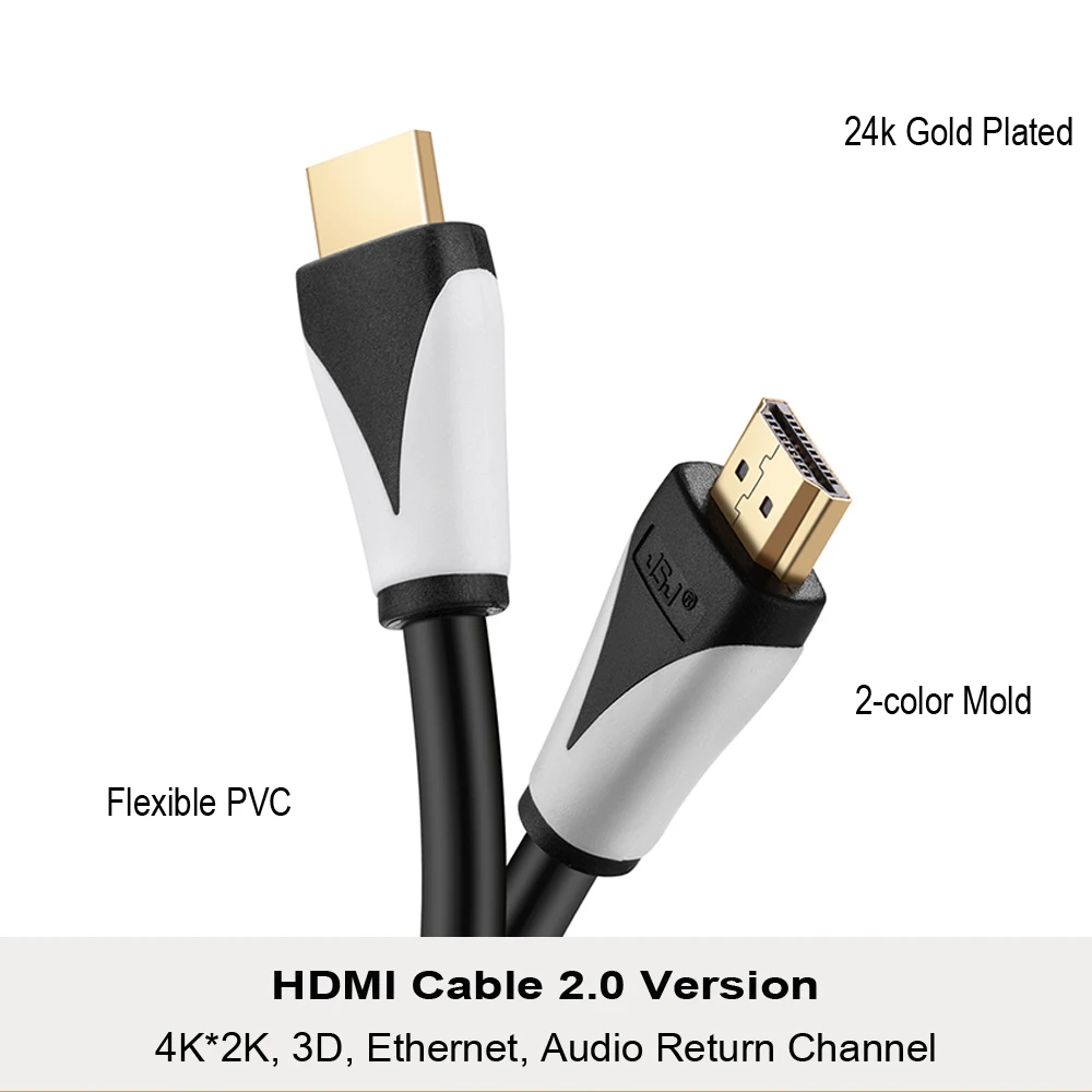 JSJ HDMI كابل 2.0 فولت 4K ثلاثية الأبعاد إيثرنت قناة إرجاع الصوت ل PS3 العارض HD TV LCD أبل TV الكمبيوتر المحمول Xbox