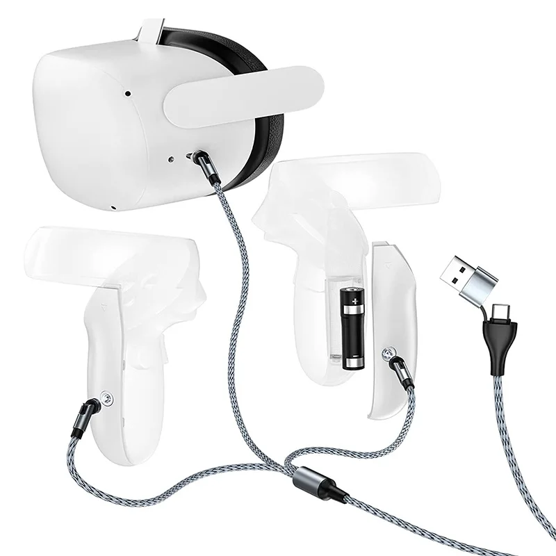 For Oculus Quest 2 Controller Headband Face Mask Magnetic Suction Charging Cable Battery Life Intelligent VR Accessories