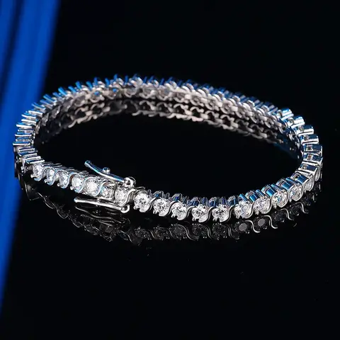 Bracelet de Tennis plaqué or 14 carats, 3mm 4mm, plein de diamants, plaqué argent 925, bijoux de fête de mariage 18 carats, pour femmes et hommes