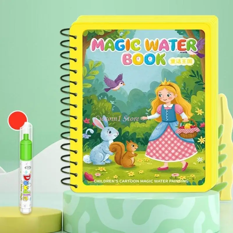 Y1UB Frühes Bildungswasser Malbuch wiederverwendbares magisches Wasserzeichnung Buch für Kinder mit Wasserstift magisches Buch