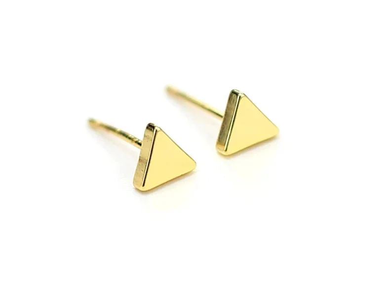 6Pcs สามเหลี่ยมต่างหูเม็ดกลม,Dainty ต่างหู Studs, Minimalist ต่างหู14K Gold Plated,ต่างหู-GS115