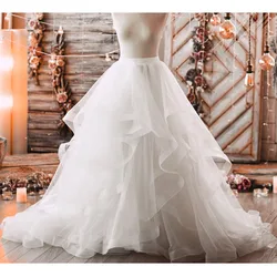 Glitter White Tulle Wedding Skirt in Horsehair Style Ball Gown Ruffle Elegant Bridal Skirt Women Prom Party Wear Custom Made