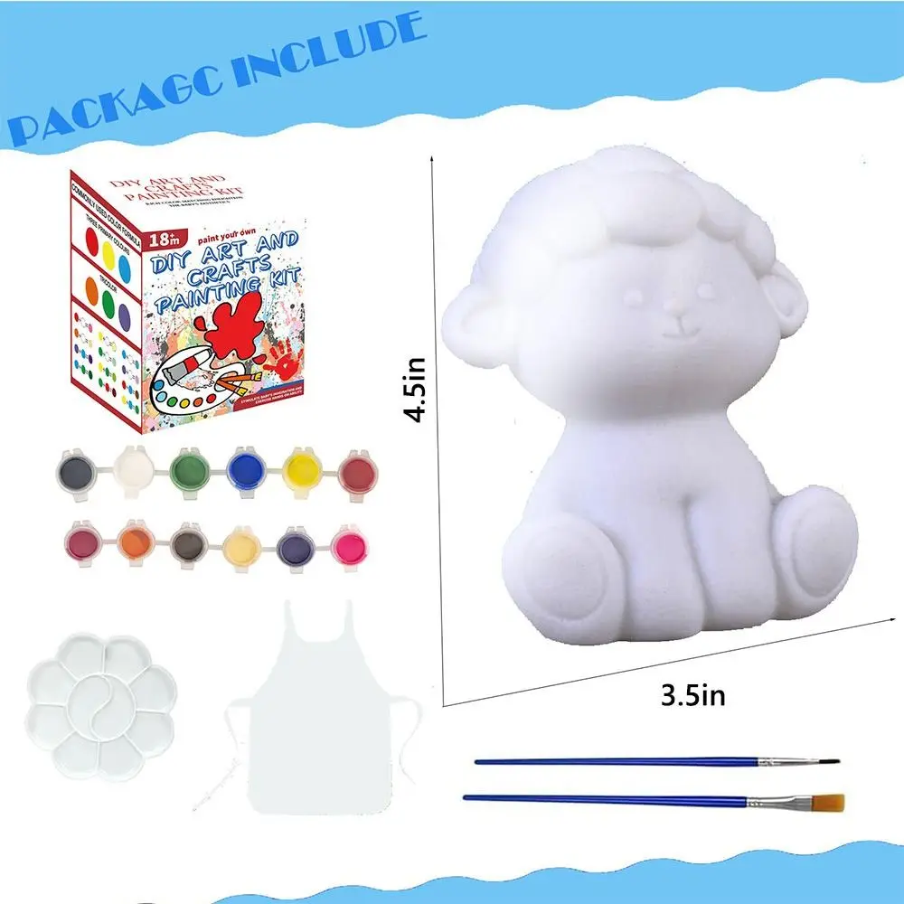 Novo kit de lâmpada de pintura de ovelha diy, vinil com pincéis, ferramentas de ensino de pintura, padrão animal, luz noturna, artesanato para crianças