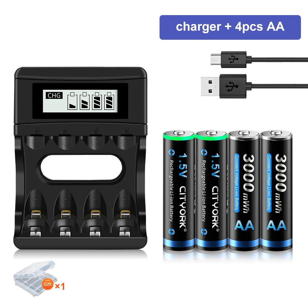 

3000mWh 1.5V AA Li-ion rechargeable Battery aa 1.5v Lithium rechargeable batteries for toys with 1.5V AA AAA battery charger