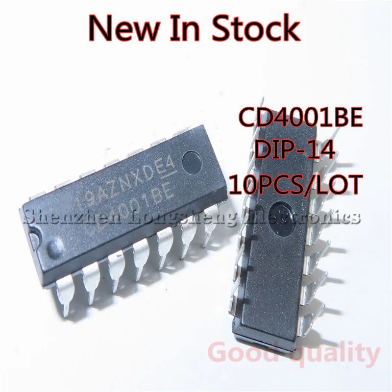 10PCS/LOT NEW CD4001BE CD4001 DIP-14 Four 2-input NOR gate In Stock