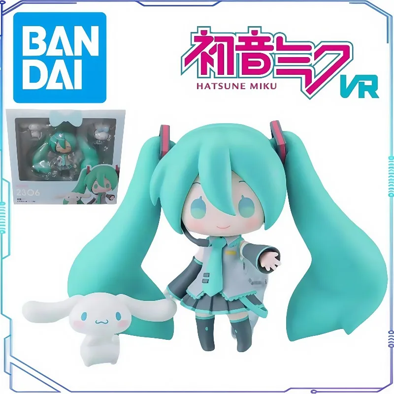 10CM Hatsune Miku and Big-eared Cinnamon Dog Q Version Clay Figure Replaceable Face Joints Are Mobile Model Ornament Collection