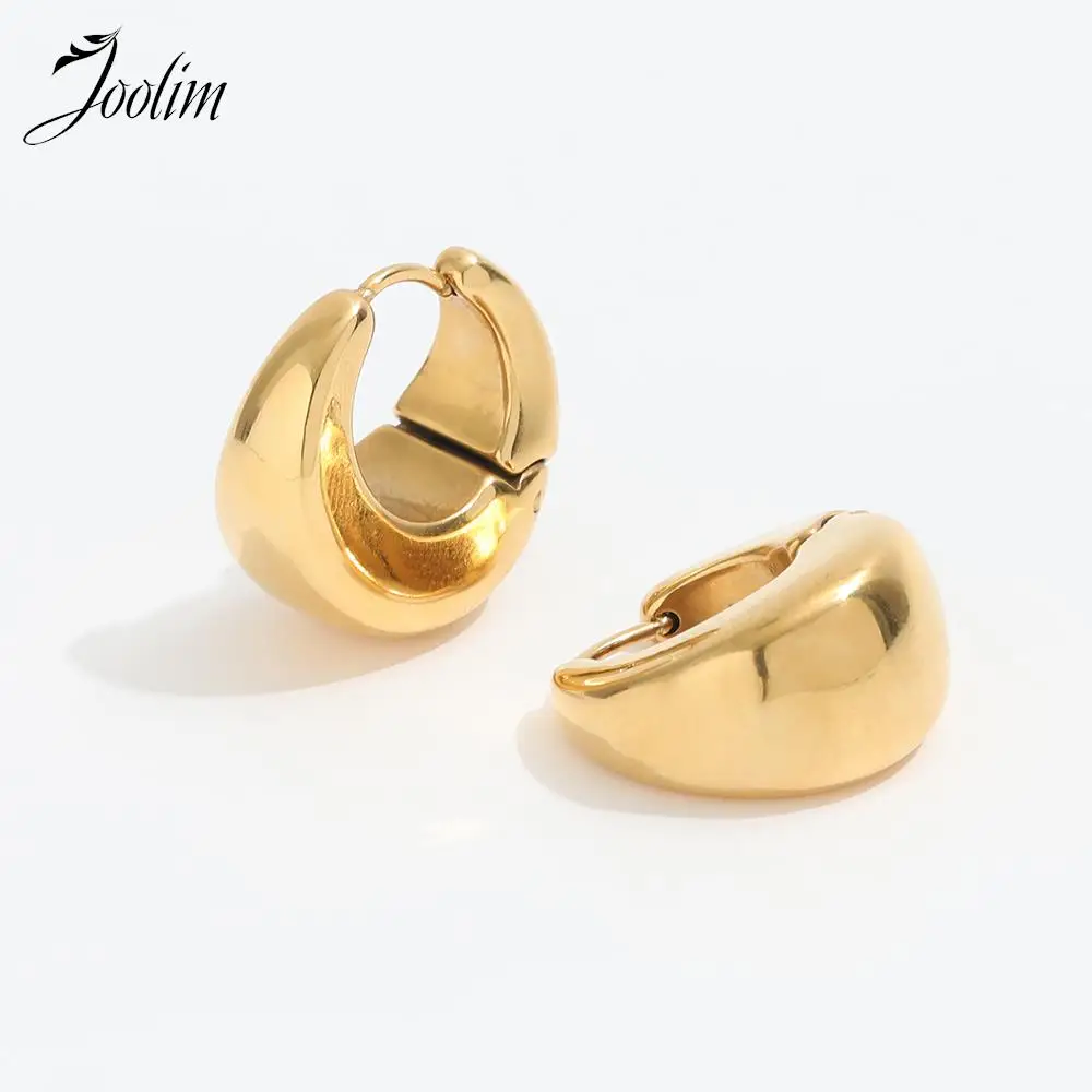 Joolim-pendientes de acero inoxidable para mujer, joyería de gama alta, PVD, venta al por mayor, resistente al agua y sin deslustre, gota de agua minimalista, Huggie