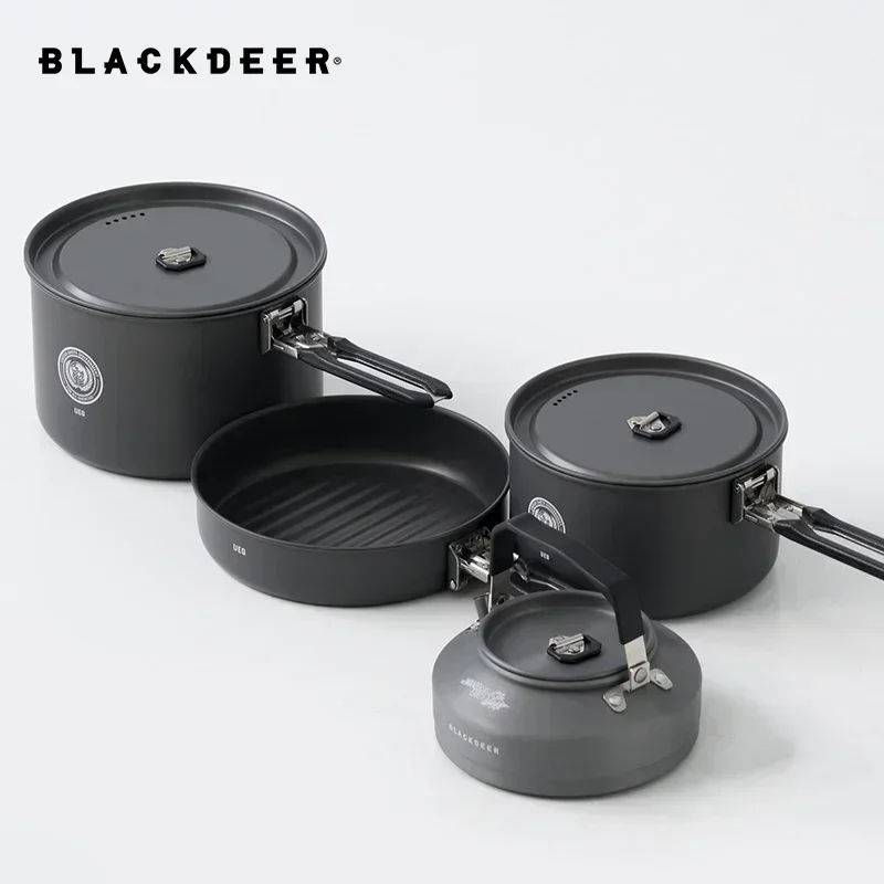 

BLACKDEER Outdoor cookware for Cooking, 5052A Aluminum Alloy Pot, frying pan hiking camping backpacking four in one