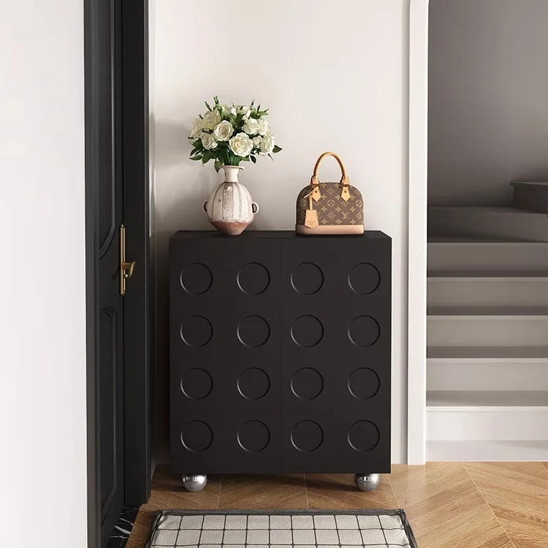 

Customizable black retro shoe cabinet household entrance cabinet