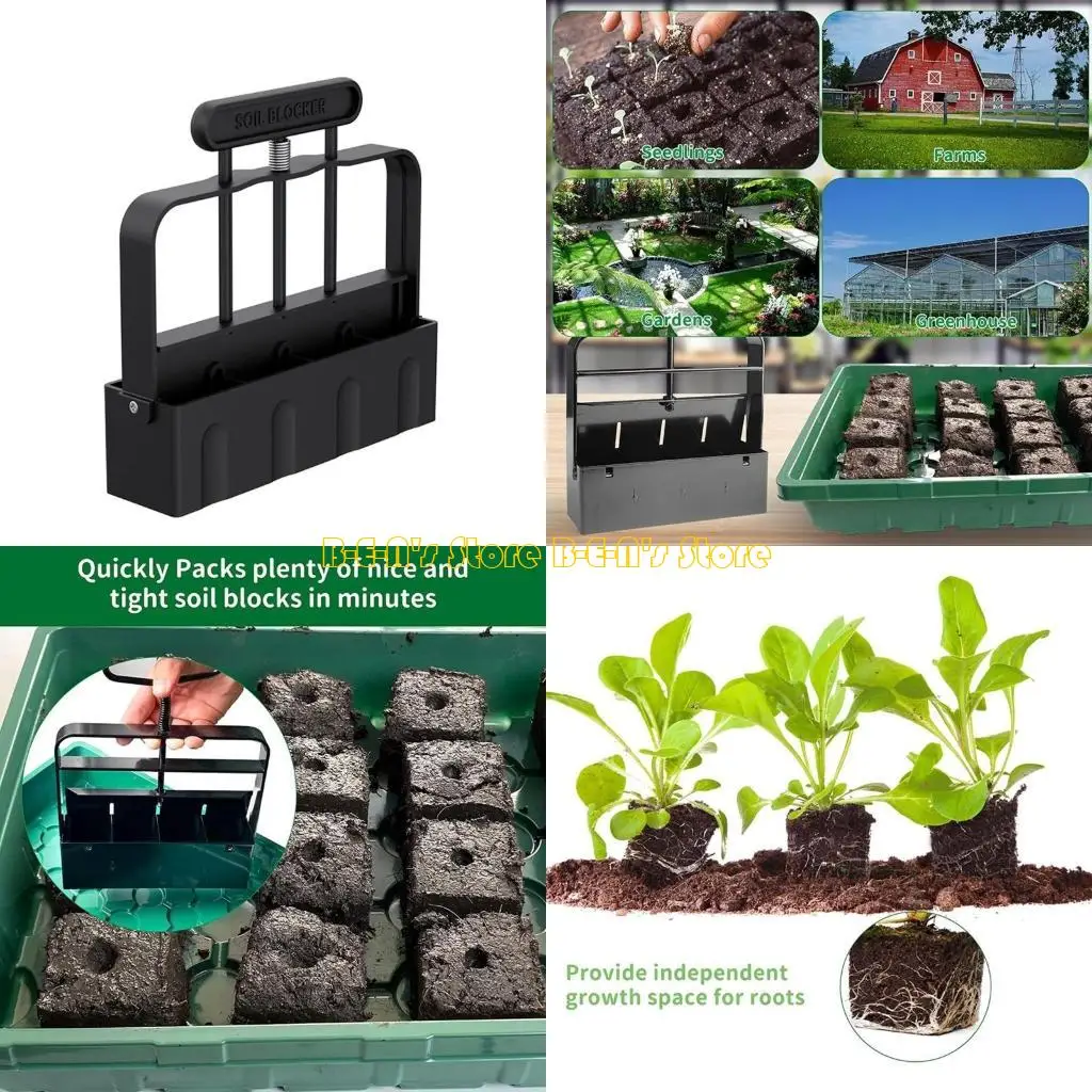 Y1AD Soil Blocker Manual Soil Block Maker for Garden Lawn Farm Indoor and Outdoor Use