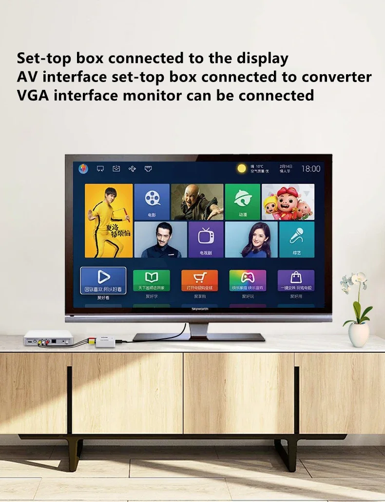 Convertitore AV 3RCA CVBS a VGA con audio da 3,5 mm Supporta PAL NTS, adattatore video da 3,5 AUX VGA a AV per TV Set-Top Box Monitor PC