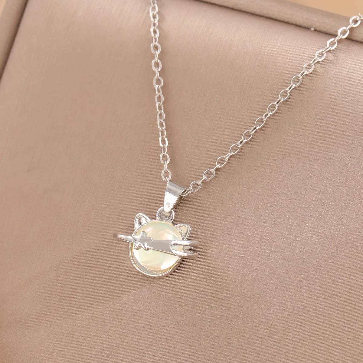 Neue Original Mode Meow Planet Katze 925 Sterling Silber Einfache Temperament Kristall Tier Schlüsselbein Kette Halsketten XL098