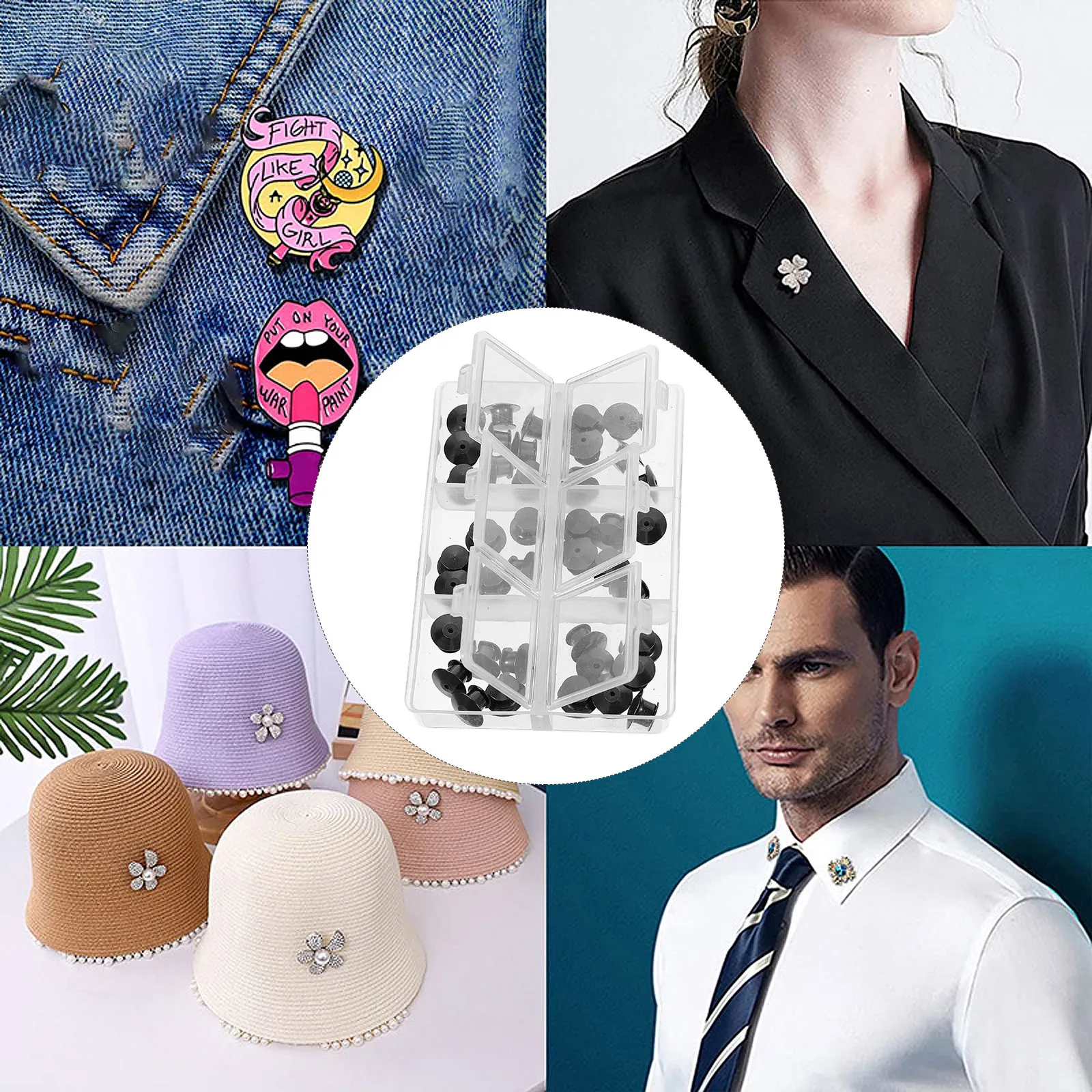 

1 Box Alloy Enamel Pin Backs Locking Flat Round Lapel Brooch Pins Replacement For Badges Name Tags Diy Crafts Accessories Secure