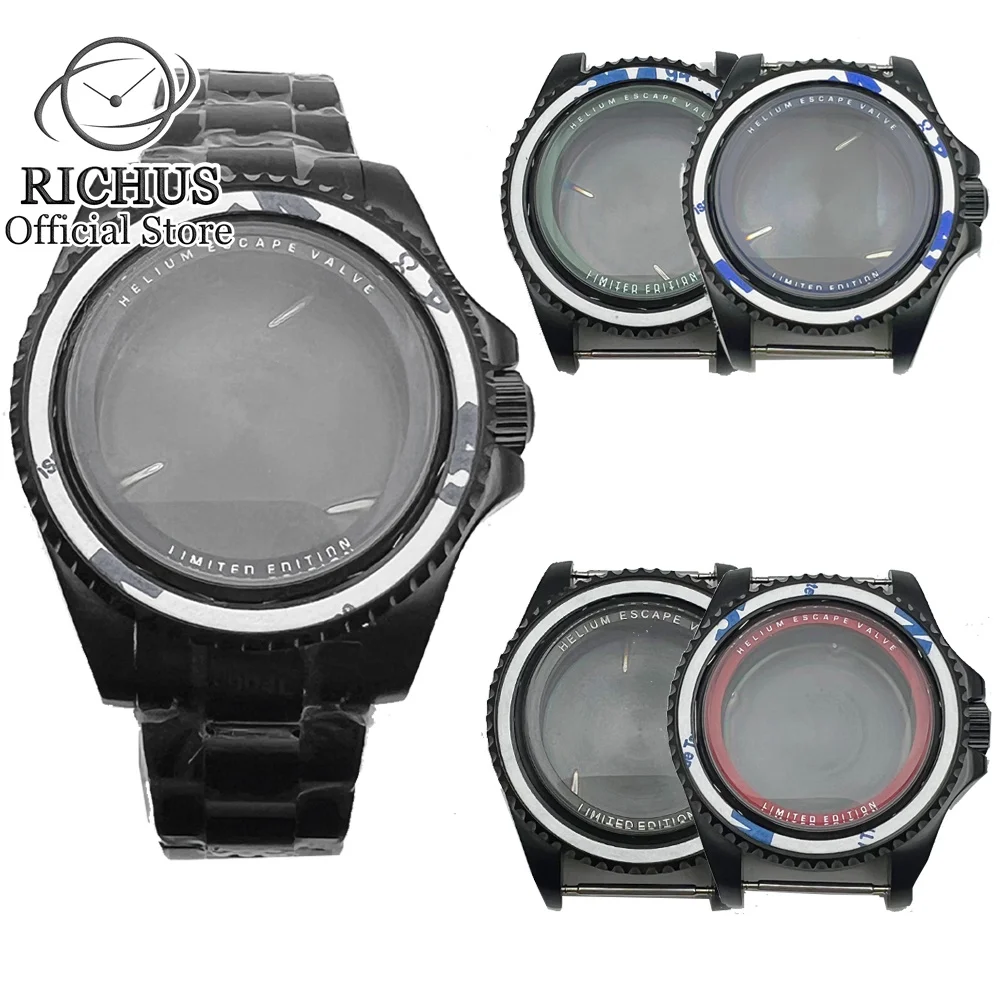 

44mm Watch Case Solid 904L Stainless Steel Strap Sapphire Glass For NH35 NH36 ETA2836 Miyota8205 8215 821A DGETA2824 PT5000 Mo