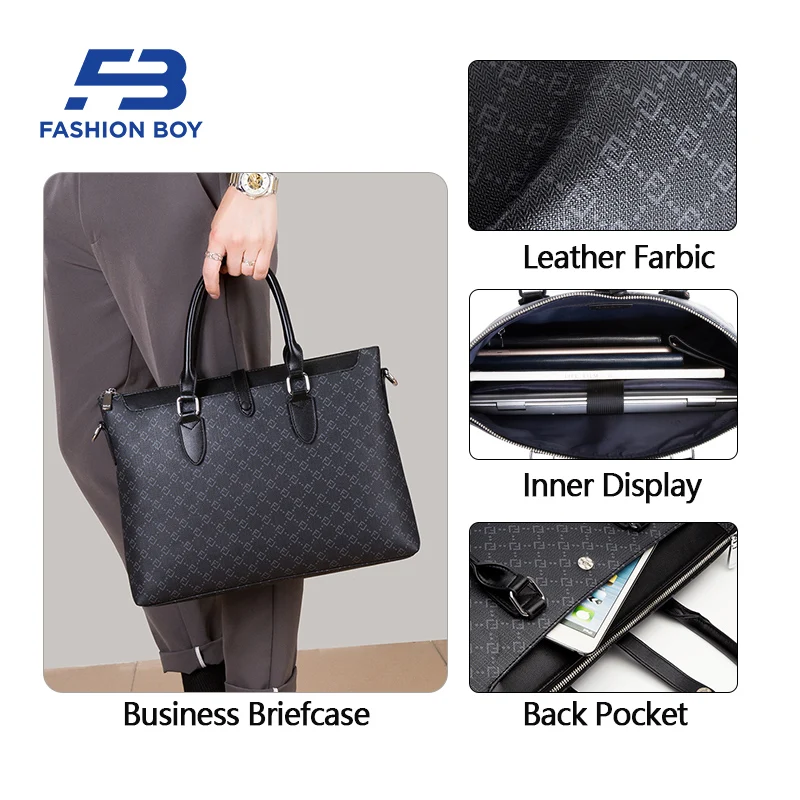 FASHION BOY Large Capacity Brand Business Briefcase Luxury Designer Men Handbag