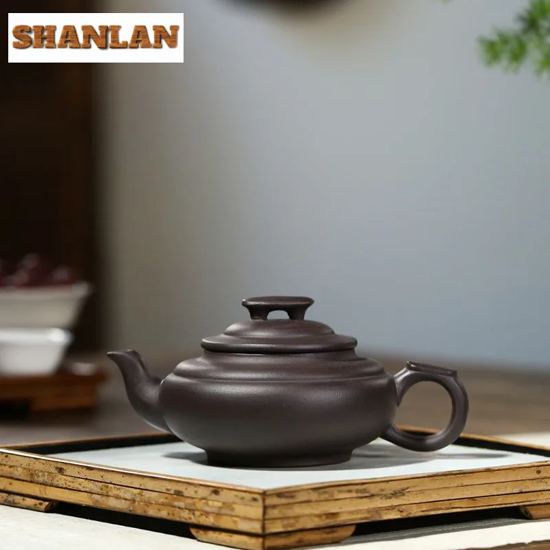 250ml Vintage Yixing Purple Clay Teapots Master Handmade Bridge Pot Raw Ore Purple Mud Kettle Chinese Zisha Tea Set Drinkware