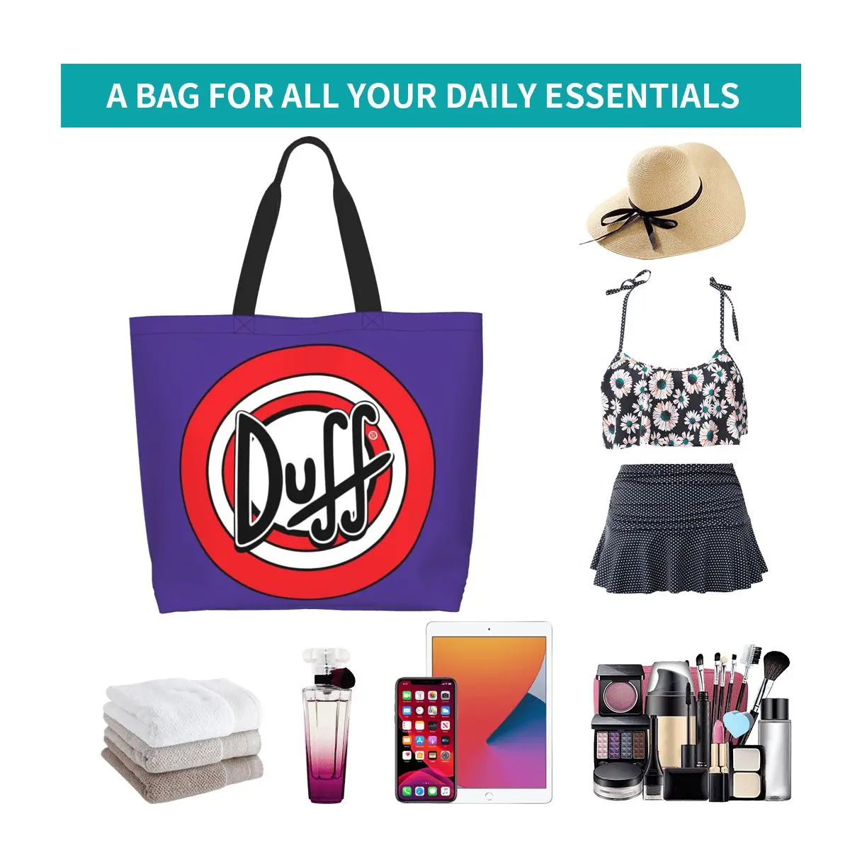 Cute Duff Beer Shopping Tote Bags borsa a tracolla per Shopper in tela riutilizzabile