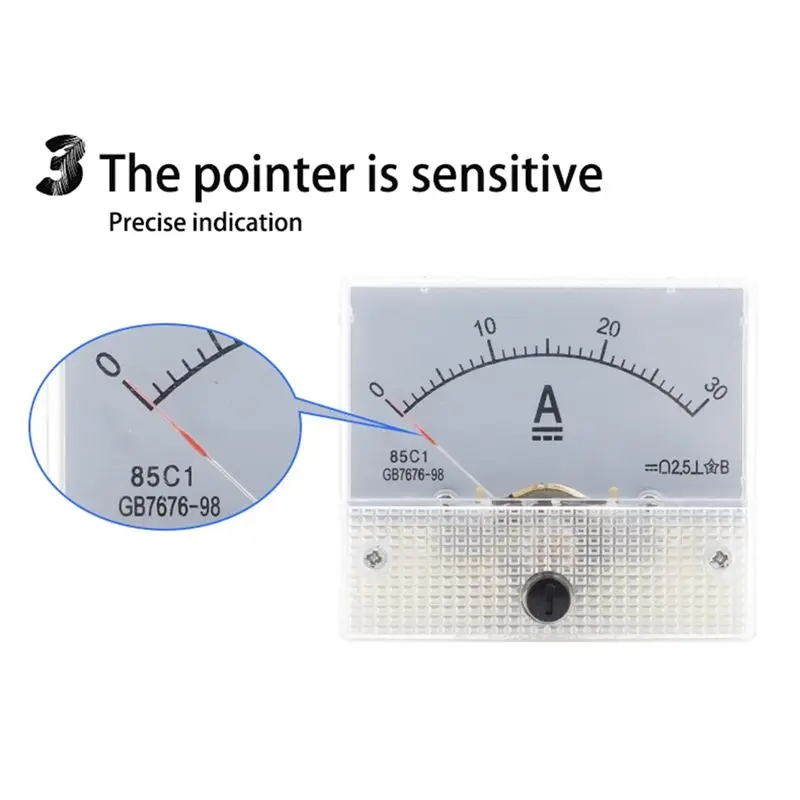 AEE6-1 قطعة تيار مستمر الفولتميتر مؤشر رئيس 85C1-DC 30A الأبيض ABS التناظرية مقياس التيار الكهربائي لوحة متر