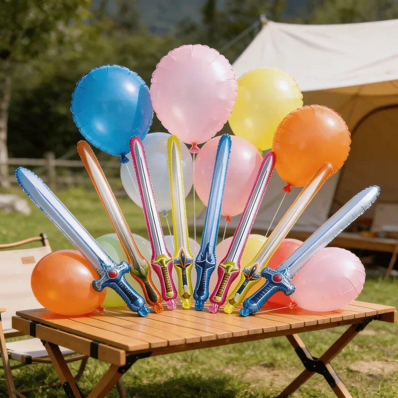 8 Stück Kreative Schwertförmige Ballons für Jungen in Verschiedenen Farben Festival-Party Verspielte Fotografie-Requisiten Set – Detail 4