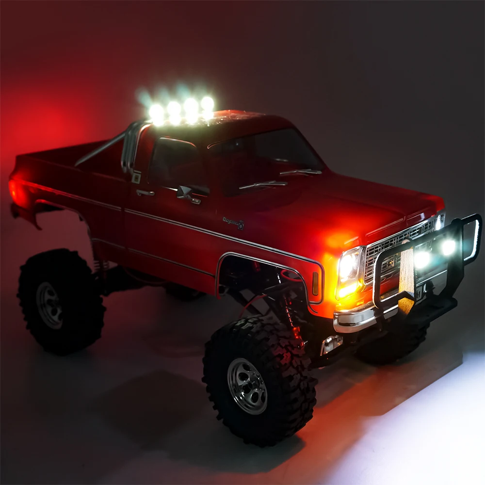 TRINOOD Simulation Roof Light Spotlight Front Bumper Headlight Taillight LED Lights for 1/18 RC Car TRX-4M K10 Parts