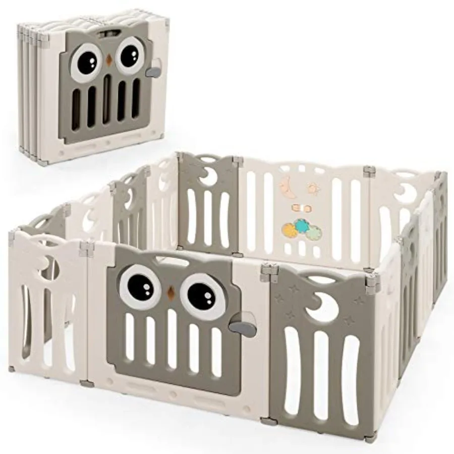 

Складной детский манеж-ограждение на 14 секций с дверцей на замке, резиновыми накладками и противоскользящими резиновыми основаниями для использования в помещении и на улице